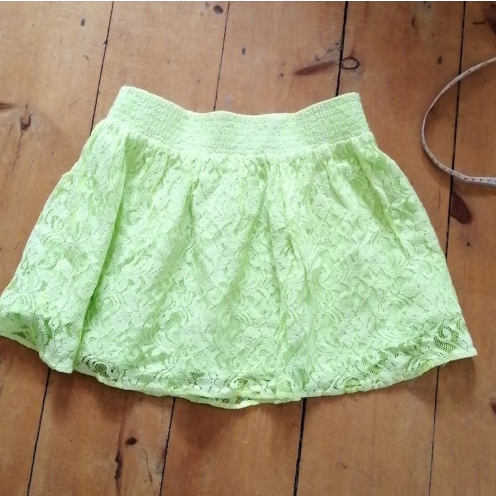 2/$20 Lace overlay neon mini skirt